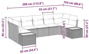 Conjunto de Sofá de Jardim de 7 Peças com Almofadas Bege de Vime Sinté