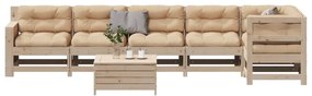 7 pcs conjunto lounge de jardim c/ almofadões pinho maciço