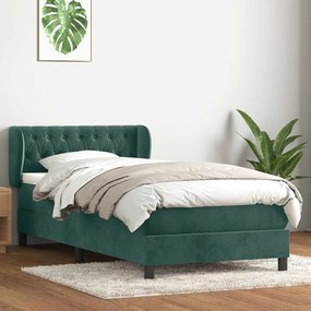 vidaXL Cama com molas/colchão verde-escuro 80x220 cm veludo