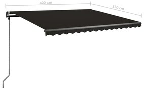 Toldo retrátil manual com LED 400x350 cm antracite