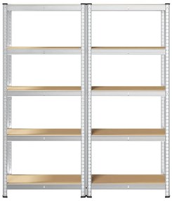 Prateleiras de armazenamento de 5 camadas 2 pcs aço prateado