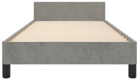 Estrutura de cama c/ cabeceira 90x190 cm veludo cinzento-claro