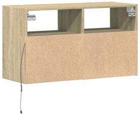 Móvel de parede p/ TV c/ luzes LED 80x31x45 cm carvalho sonoma
