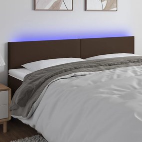 vidaXL Cabeceira cama c/ LED 160x5x78/88cm couro artificial castanho