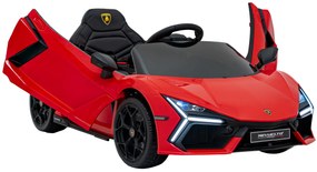 Carro elétrico para Crianças Lamborghini Revuelto 12V 4x4 Rodas Espuma EVA, Assento couro ecológico Vermelho