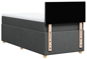 Cama box spring com colchão solteiro tecido cinzento-escuro