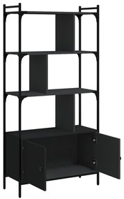 Estante com portas 76,5x30x154,5 cm derivados de madeira preto