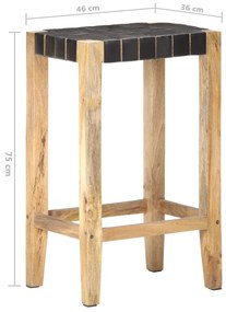 Bancos de bar 2 pcs 75 cm couro genuíno preto