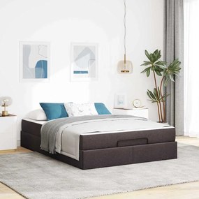 vidaXL Estrutura da Cama Outros Castanho escuro 160 x 200 cm tecido