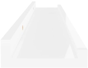 Prateleiras de parede 2 pcs 60x9x3 cm branco brilhante