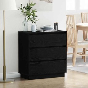 Criado-mudo vidaXL com LED Carvão Preto 71x34,5x75 cm em Madeira Engenharia