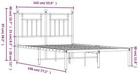 Estrutura de cama com cabeceira 135x190 cm metal preto