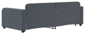 Sofá-cama com gavetão 90x190 cm veludo cinzento-escuro