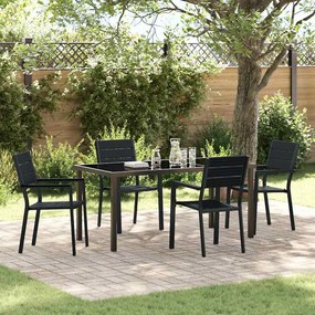 vidaXL Conjunto de Jantar de 5 Peças para Jardim Preto HDPE