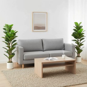 Conjunto de 2 plantas artificiais de 120 cm: figueira-lira artificial com vaso de plástico e tronco de madeira maciça, verde