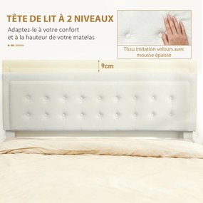 Cama de Casal com Estrado-Baú, 203,5 x 145 x 104 cm (COLCHÃO NÃO INCLUIDO), Arrumação sob a Cama, Creme