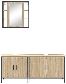 Conjunto de Móveis para Casa de Banho 3 Peças Madeira Sonoma Engenheir