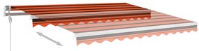 Toldo retrátil automático com postes 3,5x2,5 m laranja/castanho
