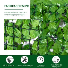 Outsunny Vedação Artificial em Rolo 3x1,5m Vedação de Privacidade para Balcão Jardim Exterior Planta Decorativa de Parede PE Verde