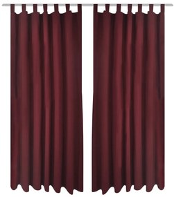 Cortinas de cetim + presilhas 2 pcs, bordeaux 140 x 175 cm