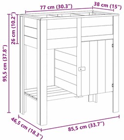 Cama Elevada de Jardim com Armazenamento 85x46x96 cm - Madeira Tratada