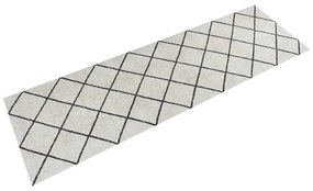 vidaXL Tapete de cozinha lavável 60x180 cm veludo padrão quadrados