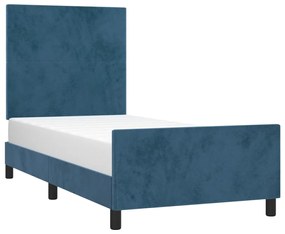 Estrutura de cama c/ cabeceira 100x200 cm veludo azul-escuro