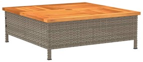 Mesa de jardim 70x70x25cm vime e madeira acácia maciça cinzento