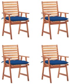vidaXL Cadeiras de jantar p/ jardim 4 pcs c/ almofadões acácia maciça