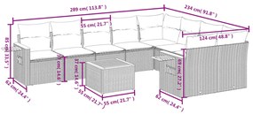 10 pcs conjunto sofás de jardim c/ almofadões vime PE preto