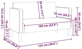 Sofá-luvas 109 cm tecido corduroy cinzento-claro