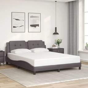 vidaXL Estrutura cama c/ cabeceira couro artificial 160x200cm cinzento