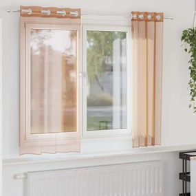 Cortinas de voile com ilhós 2 pcs terracota