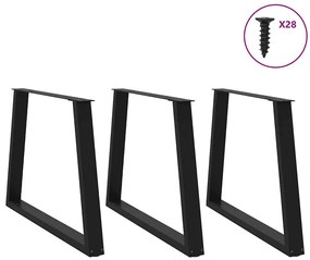 Pernas para mesa de jantar em V 3 peças, pretas, 100x(72-73,3) cm, aço