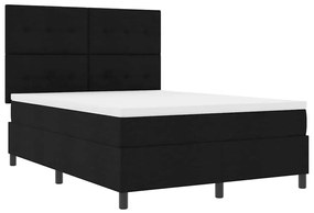 Cama Box com Colchão e Luz LED Preta, 140 x 200 cm, Estrutura em Tecid