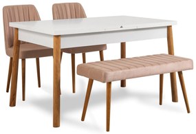 Conjunto de Mesa de Jantar Extensível e Cadeiras (4 Peças) Santiago –