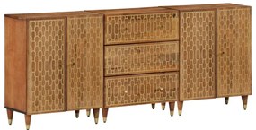 vidaXL Móveis de apoio 3 pcs 60x33x75 cm madeira de mangueira maciça