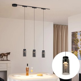 Sistema de iluminação de trilho moderno com 3 pendentes pretos monofásicos - Magnetic Vance