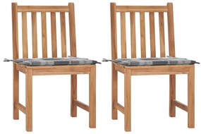 vidaXL Cadeiras de jardim c/ almofadões 2 pcs madeira de teca maciça