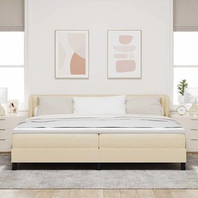 Cama Box Spring com Colchão Creme 200x200 cm Tecido