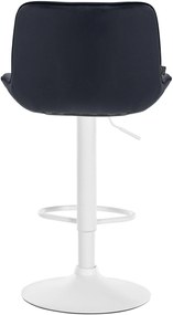 Banco alto em veludo com estrutura branca 85-106 x 49 x 51 cm preto