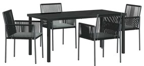 Conjunto de jantar de jardim com 5 peças e almofadas em rattan sintéti