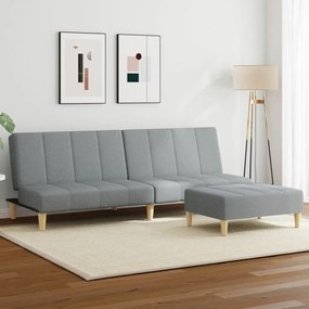 vidaXL Sofá-cama de 2 lugares c/ apoio de pés tecido cinzento-claro