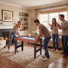 Mesa de jogos 4 em 1 com matraquilhos, bilhar, air hockey e ping pong para crianças 125 x 97 x 83 cm Natural