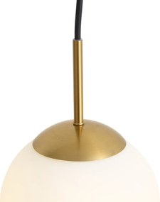 Candeeiro Pendente Art Deco Dourado com Vidro Opalino IP44 - Flore