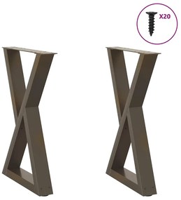 vidaXL Pés para mesa de jantar 2 peças aço natural 60x(72-73,3) cm aço