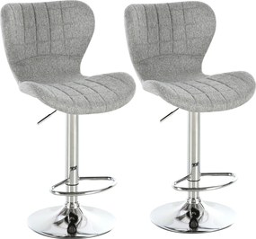 HOMCOM Conjunto de 2 Bancos de Bar Altura Do Assento Ajustável de 59-81 cm Giratória a 360° 47x51,5x(89,5-111,5) cm Cinza | Aosom Portugal
