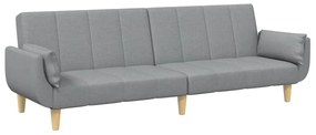 Sofá-cama de 2 lugares c/ apoio de pés tecido cinzento-claro