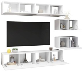 6 pcs conjunto de móveis de TV derivados de madeira branco