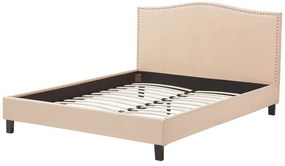 Cama de casal em tecido creme 160 x 200 cm MONTPELLIER Beliani